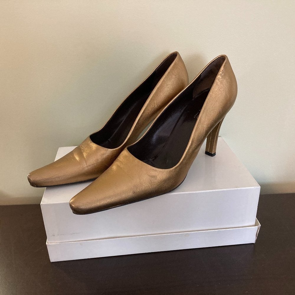 Desmo Gold Heels Size 8 (Made in Italy)